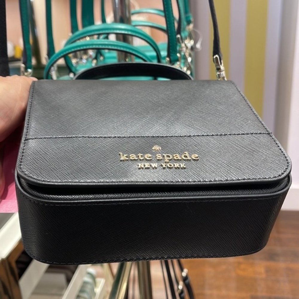 Kate Spade Staci Square Crossbody Saffiano Leather Black - Picture 7 of 16